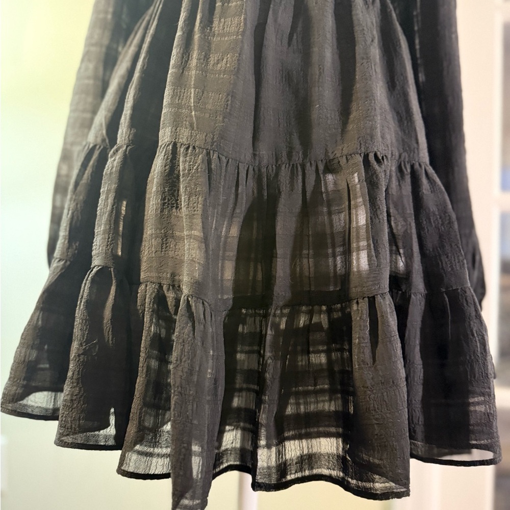 Urban Outfitters River Smocked Long Sleeve Mini Dress Small Babydoll Tiered Boho - Picture 7 of 16